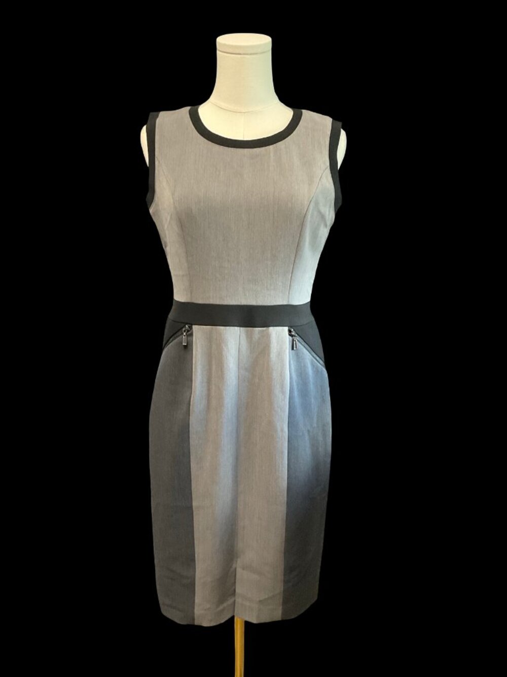Grey/Black Colorblock Dress w/ Zippered Pockets